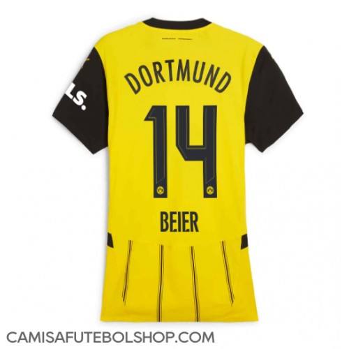 Camisa de time de futebol Borussia Dortmund Maximilian Beier #14 Replicas 1º Equipamento Feminina 2024-25 Manga Curta